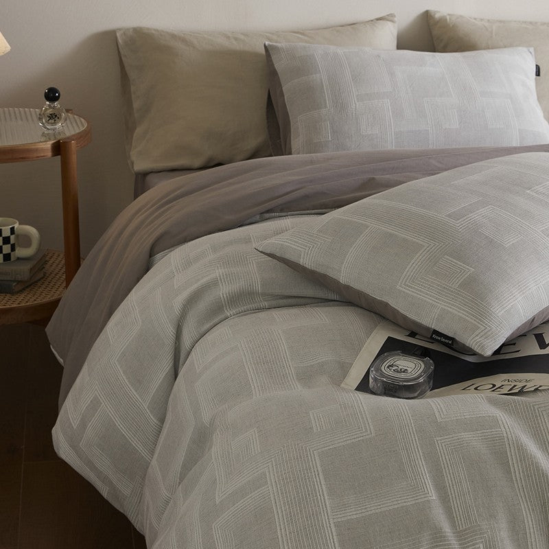 Cotton bedding set, 3-layer, jacquard, washed cotton