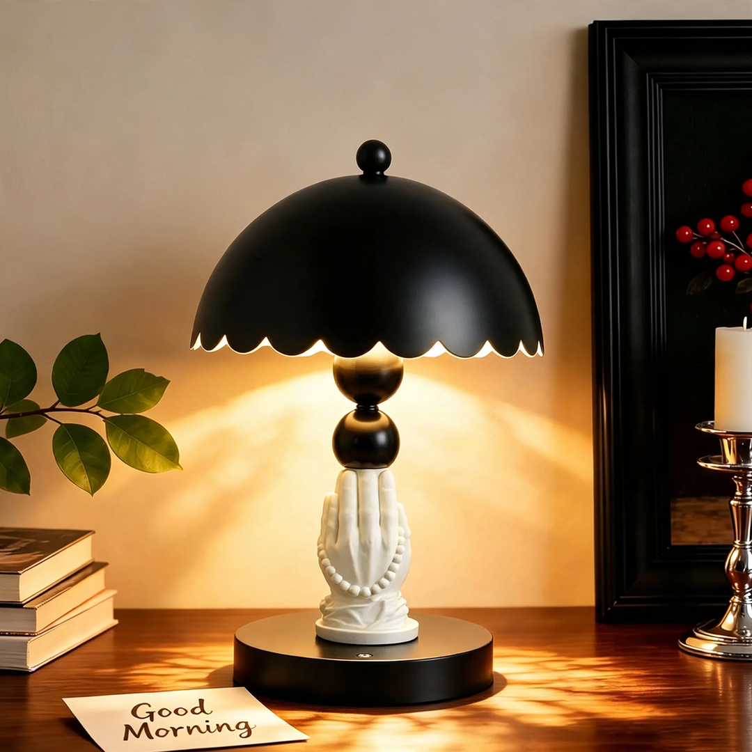 Table lamp with hands motif, vintage style