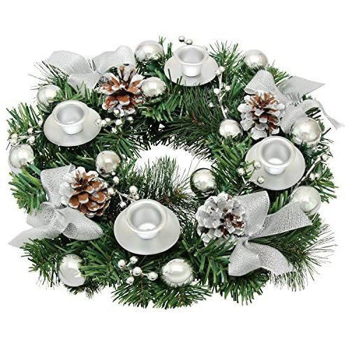 Silver Christmas wreath with ribbon