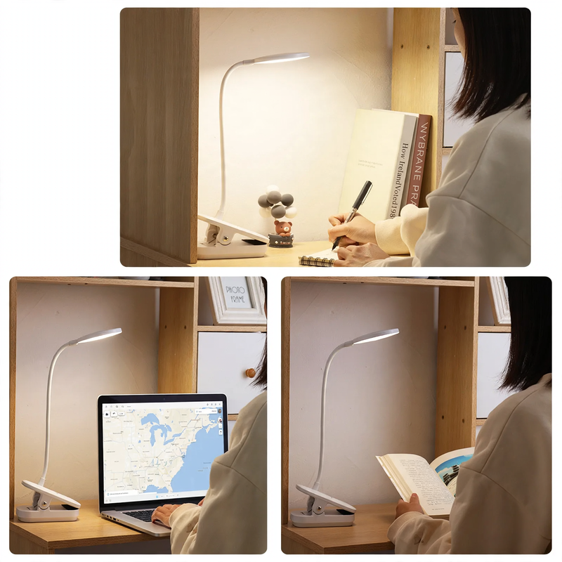 Flexible clamp lamp for desk and bed