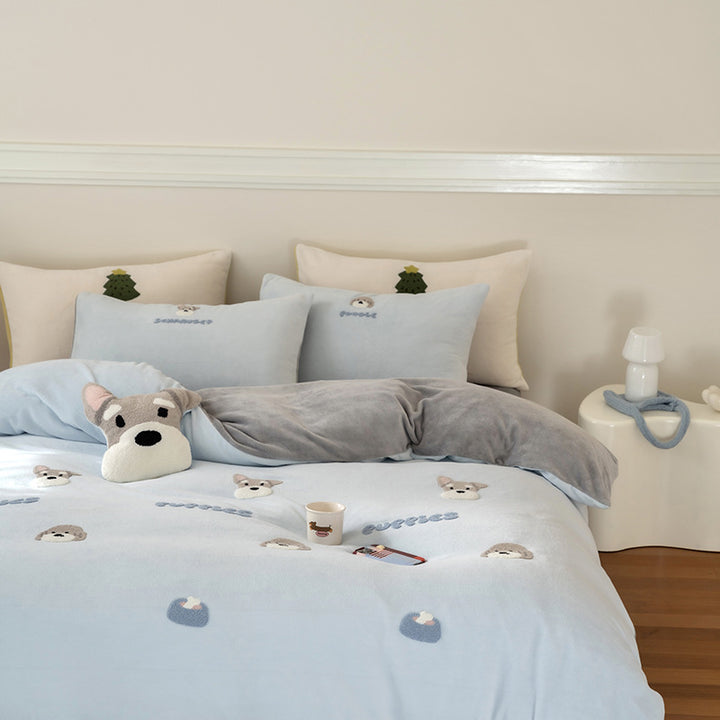 Cartoon-milk fiber bedding set, 4-piece, warming
