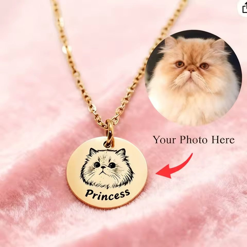 Stainless steel pendant necklace with laser engraving