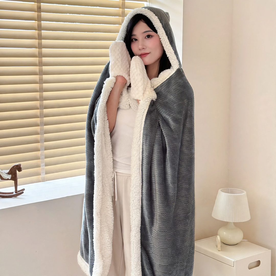 Hooded blanket made of coral fleece