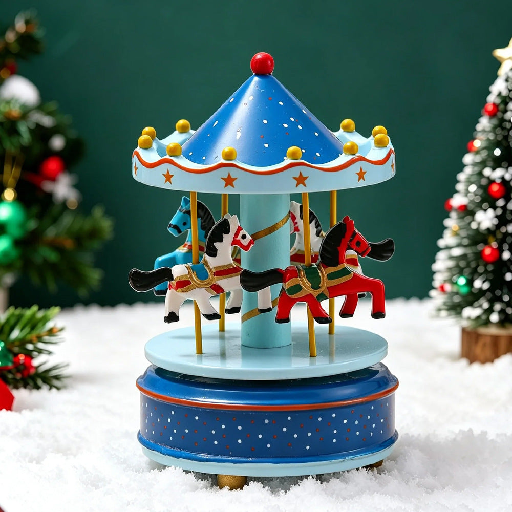 Classic wooden carousel music box