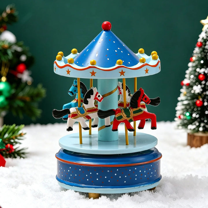 Classic wooden carousel music box