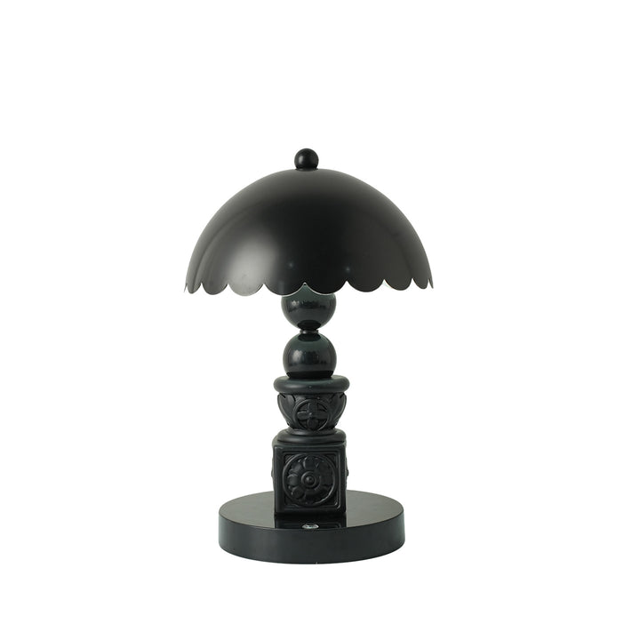 Vintage column table lamp with carving