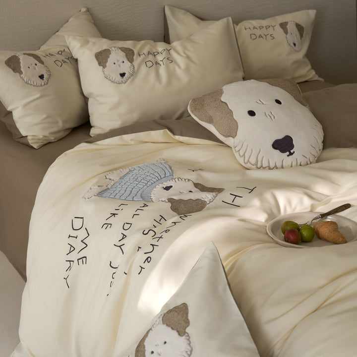 4-piece bedding set, long-staple cotton, brushed