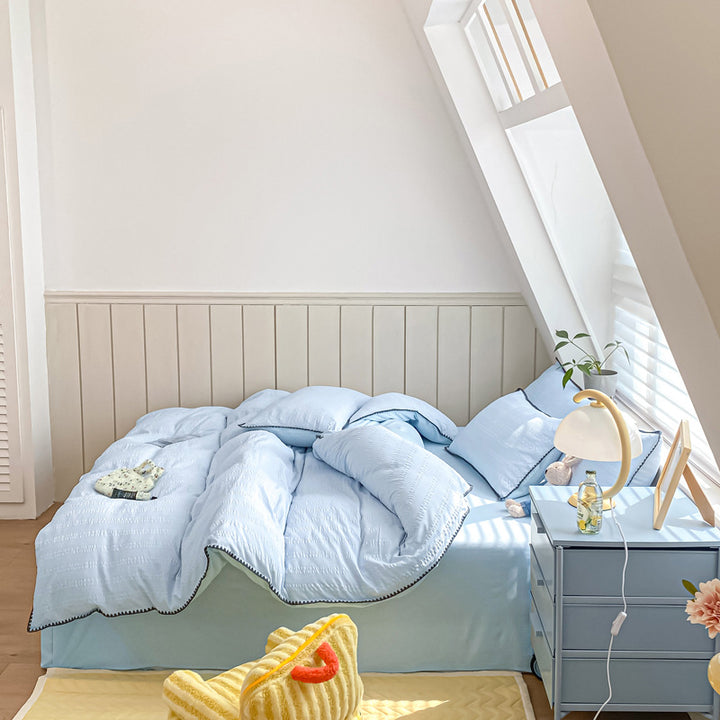 Skin-friendly seersucker bedding set