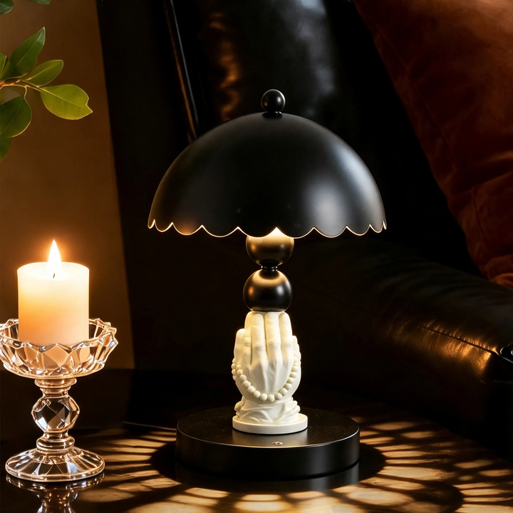 Table lamp with hands motif, vintage style