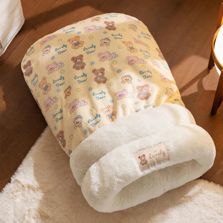 Half-open cat bed with heat lining for autumn and winter
