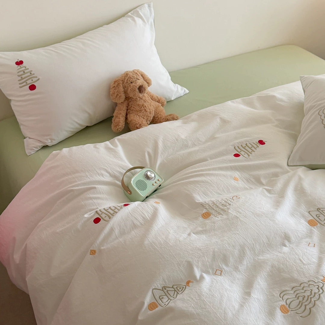 Cotton bedding set, embroidered, washable cotton