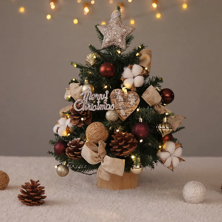 Mini Christmas tree made of PE with lighting and decoration