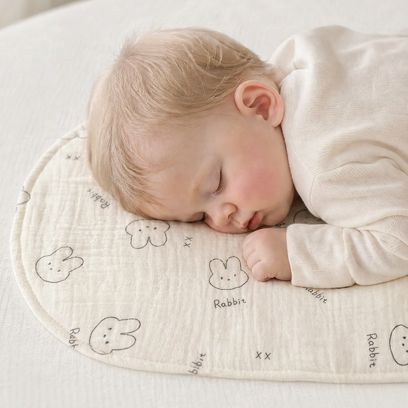 Cotton muslin pillow for babies, 8-layer, rectangular