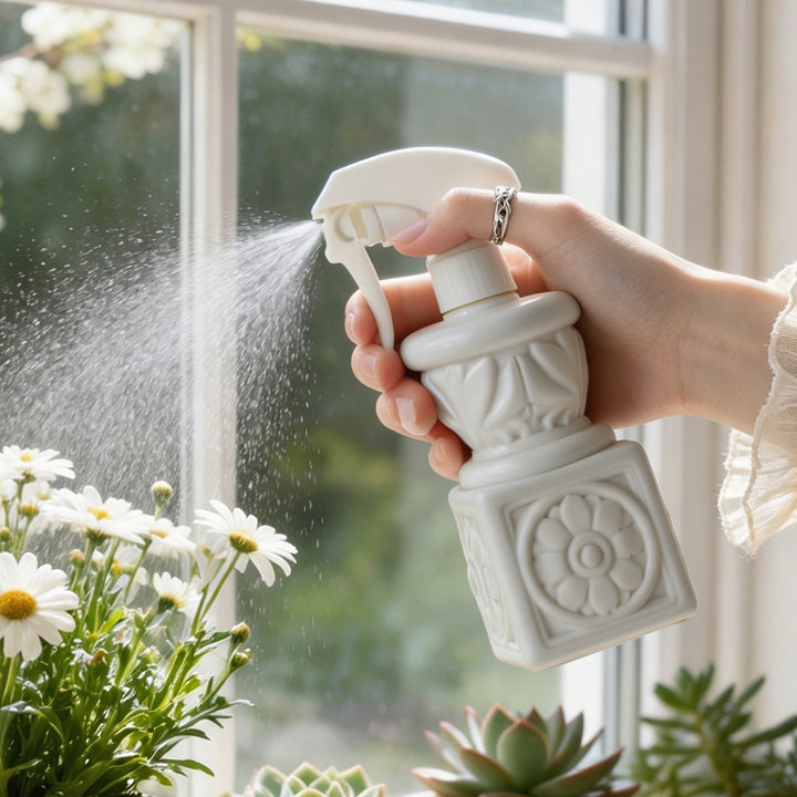 Spray bottle for plants, column shape