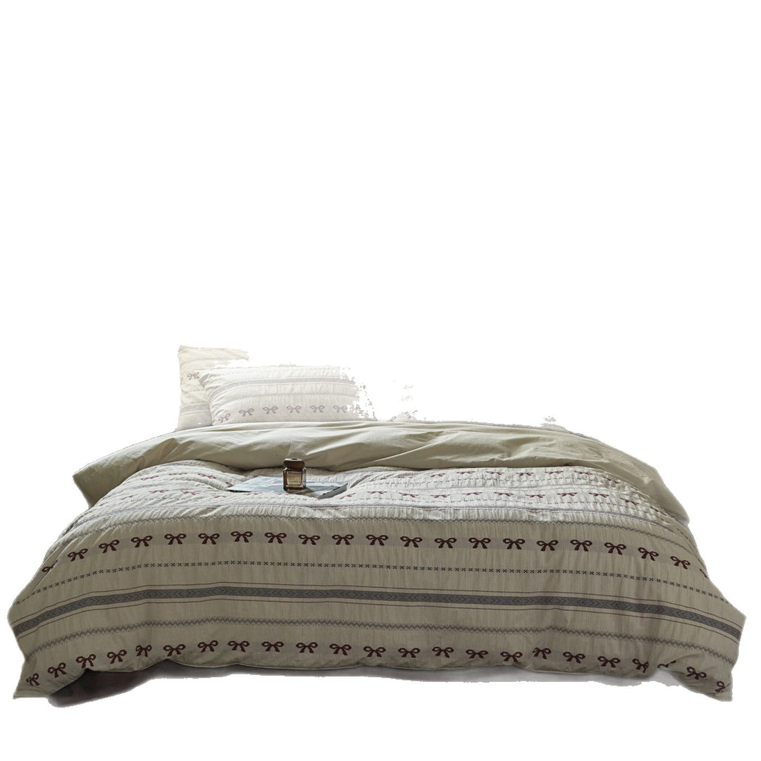 Cotton bedding set, 4-piece, jacquard pattern, retro design