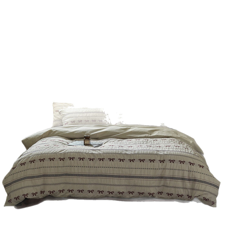Cotton bedding set, 4-piece, jacquard pattern, retro design