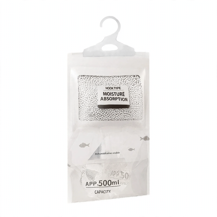 Hanging dehumidification bag with calcium chloride