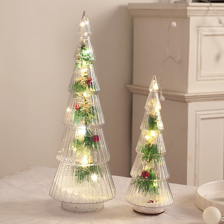 Illuminated Mini Christmas Tree made of Pine Needles