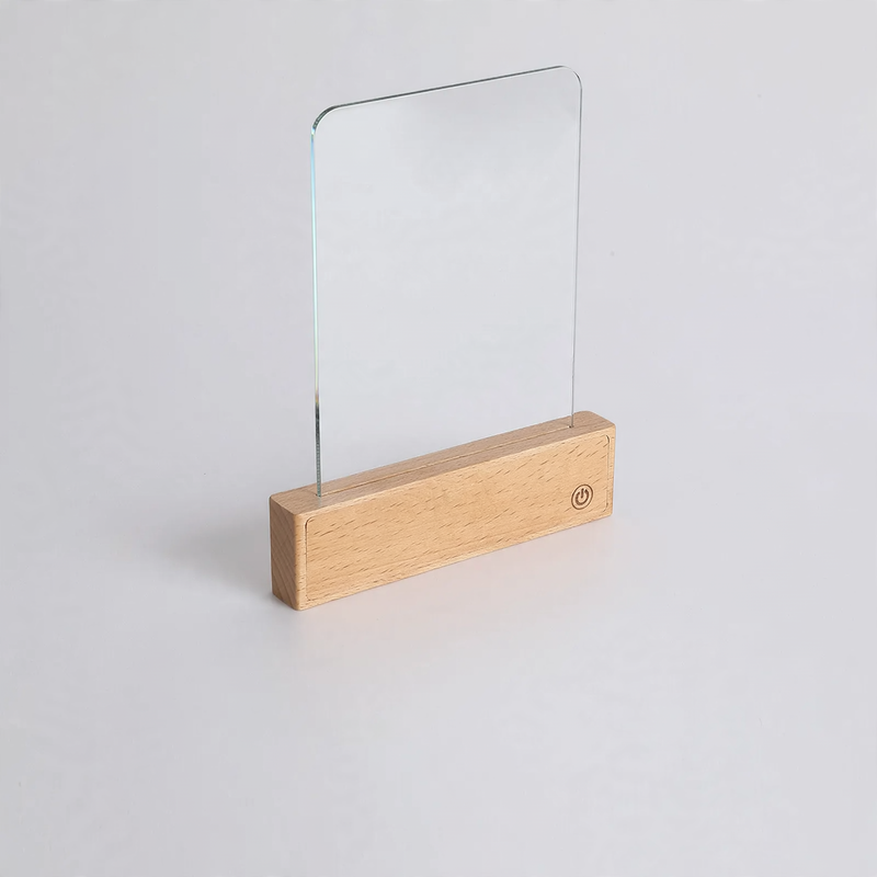 Flat reading lamp made of real wood, USB rechargeable
