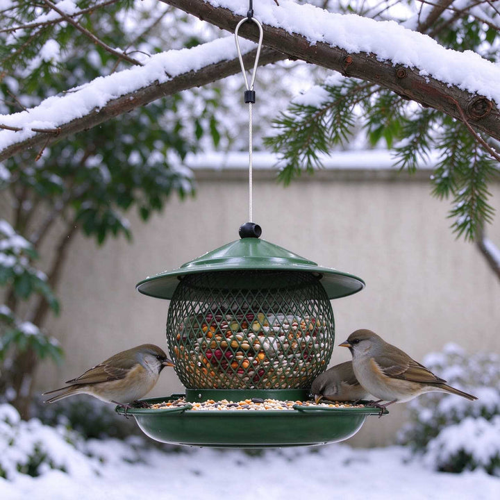Bird feeder station made of iron, hanging, weatherproof