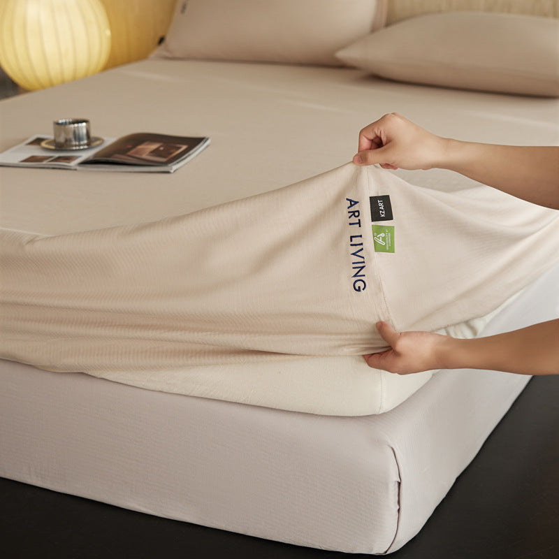 Minimalist Cotton Fitted Sheet Set, Herringbone Pattern