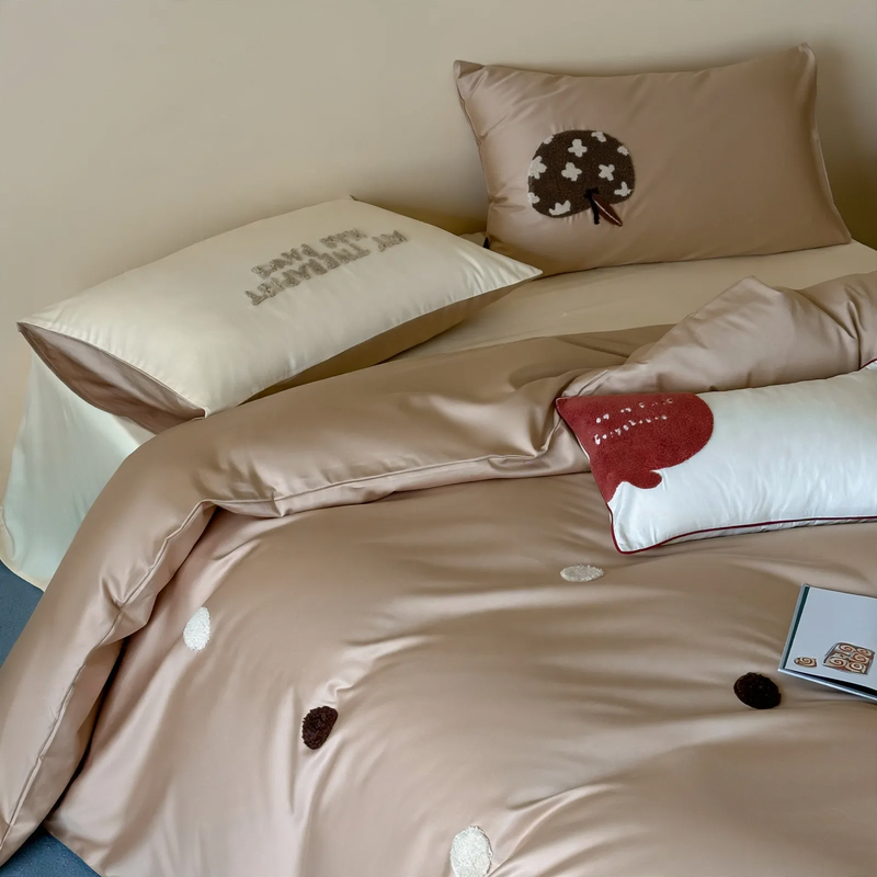 100s Long-staple cotton bedding set with terry embroidery