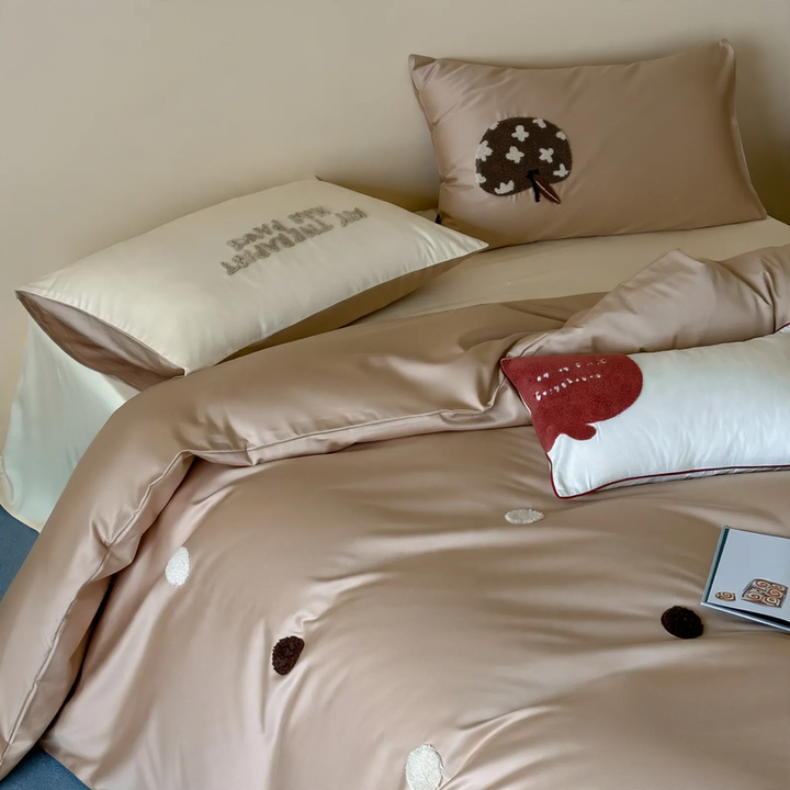 100s Long-staple cotton bedding set with terry embroidery