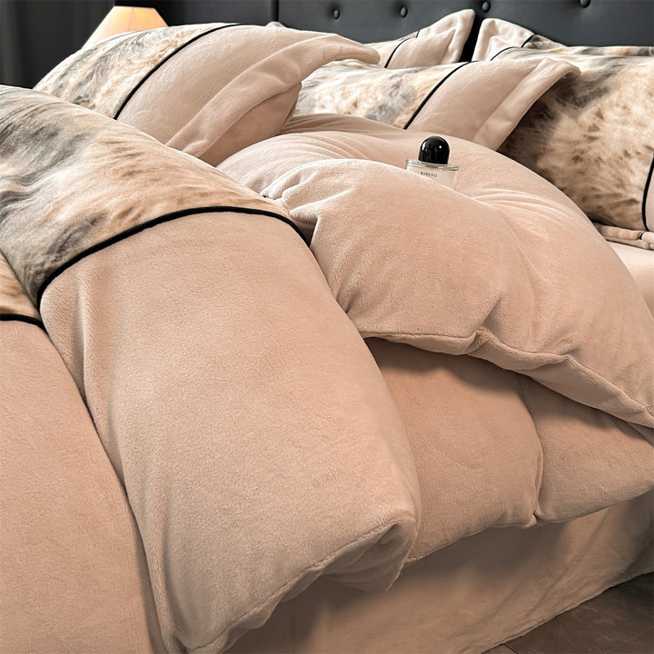 Milk fiber fleece bedding set, French luxury style