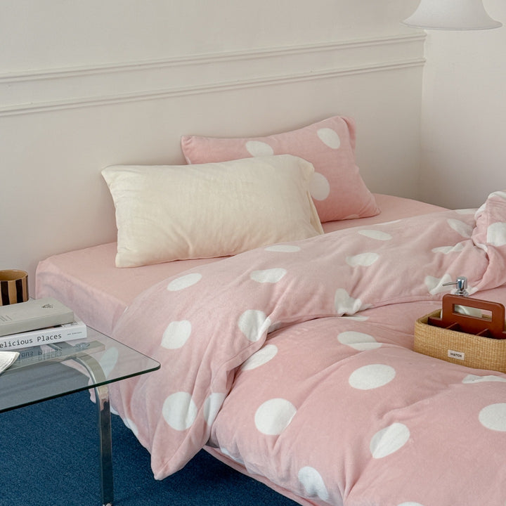 Warm milk fiber fleece bedding set, 4-piece