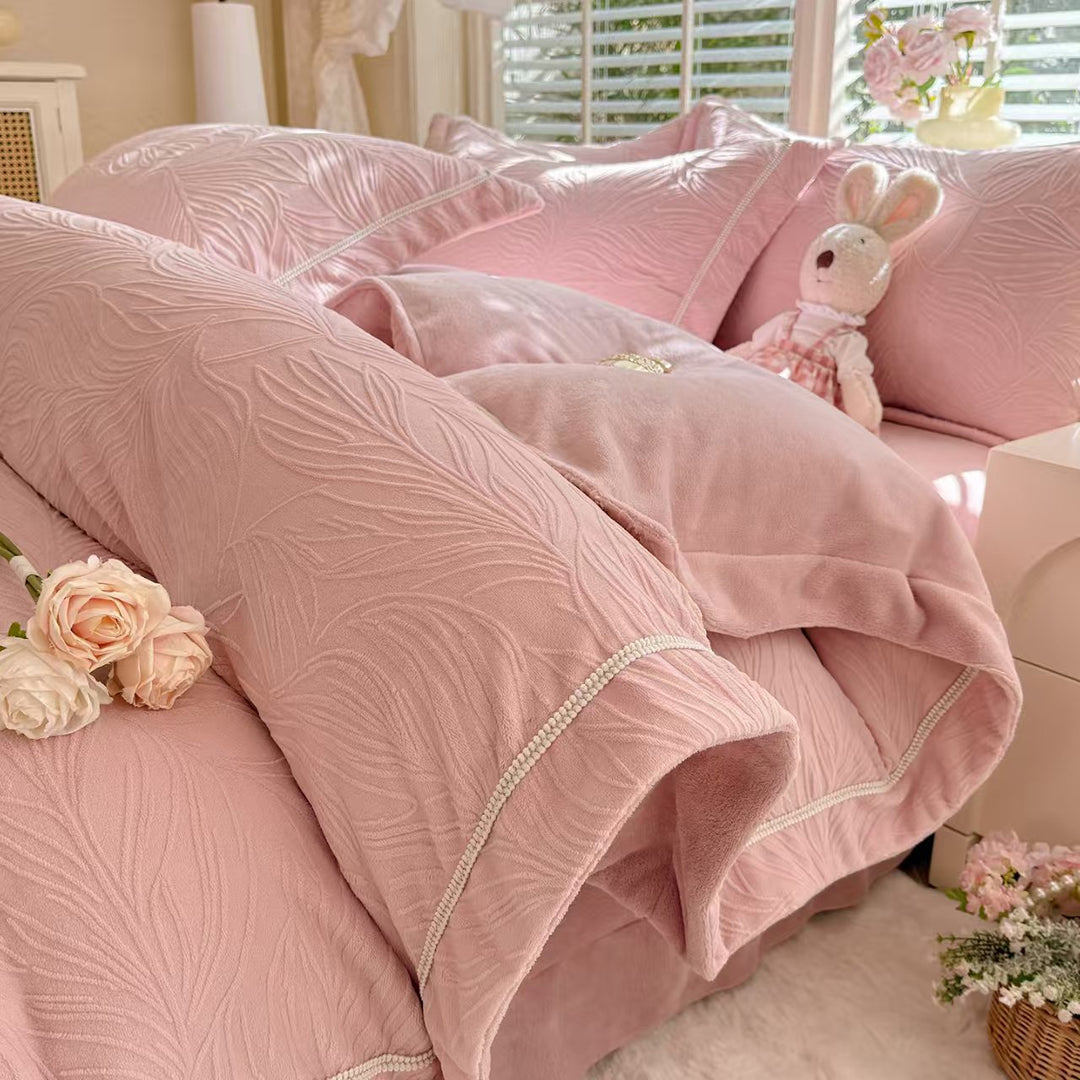 Milk fiber fleece bedding set, antistatic, 4-piece