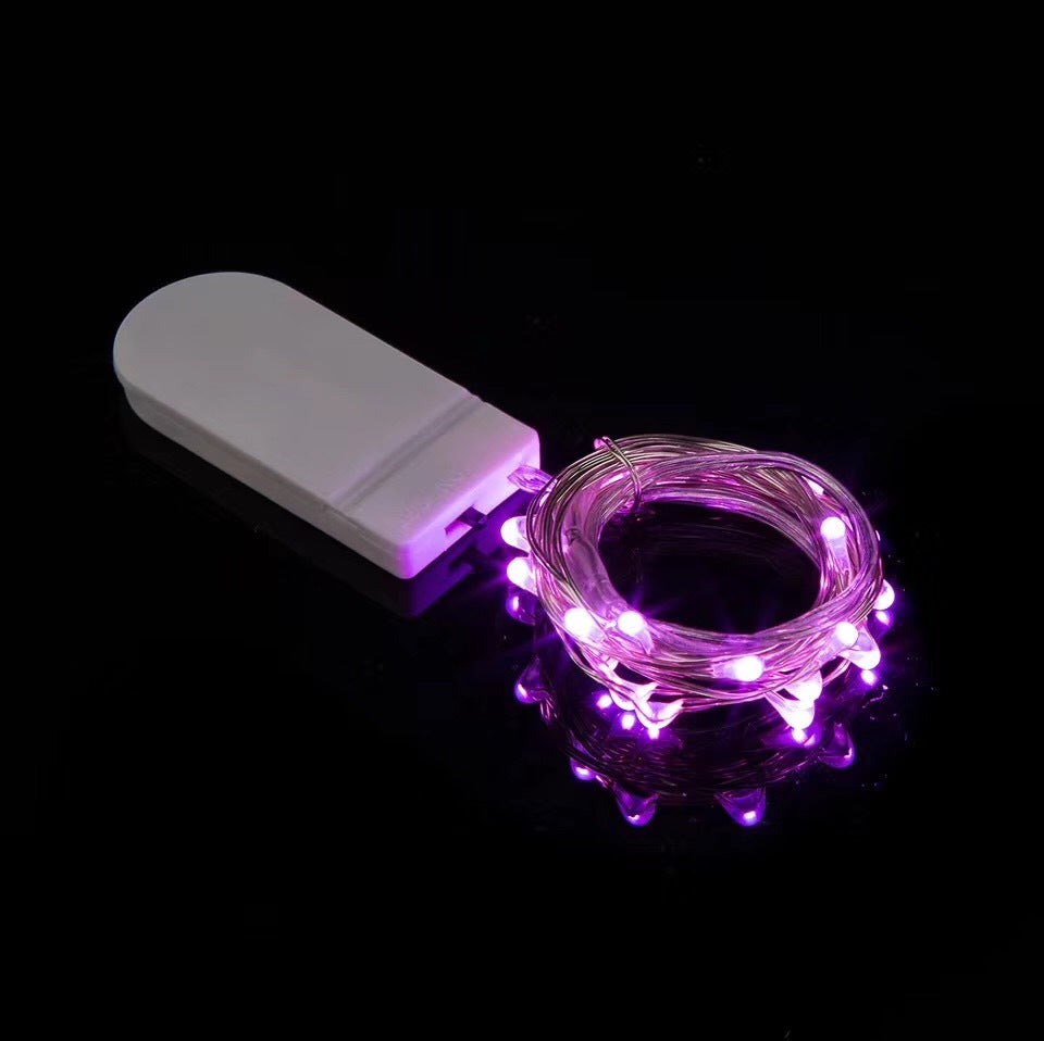 LED Copper Wire String Lights with Button Cells