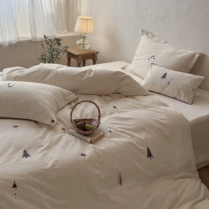 Bedding set made of cotton-linen blend