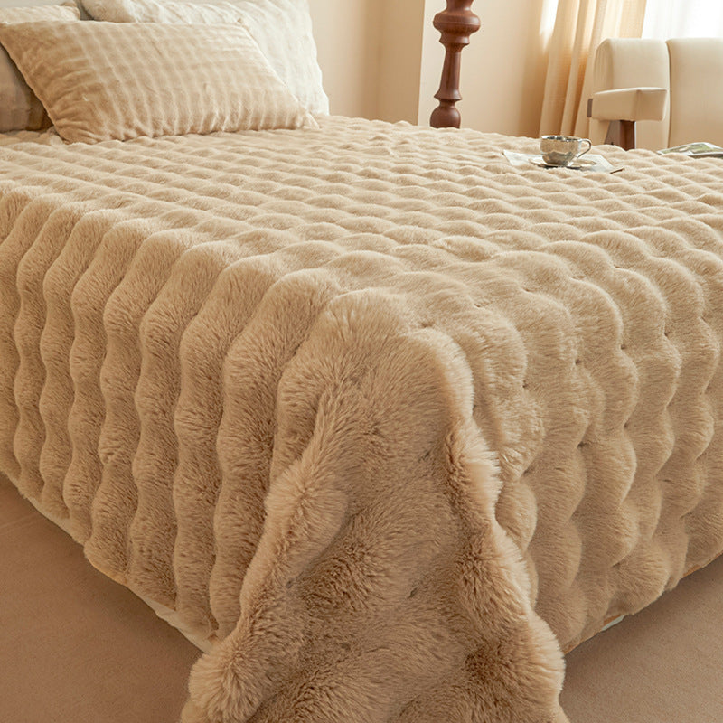 Fluffy bed sheet made of milk fiber fleece, extra warm