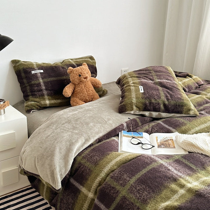 Milk fleece bedding set, reversible, warming