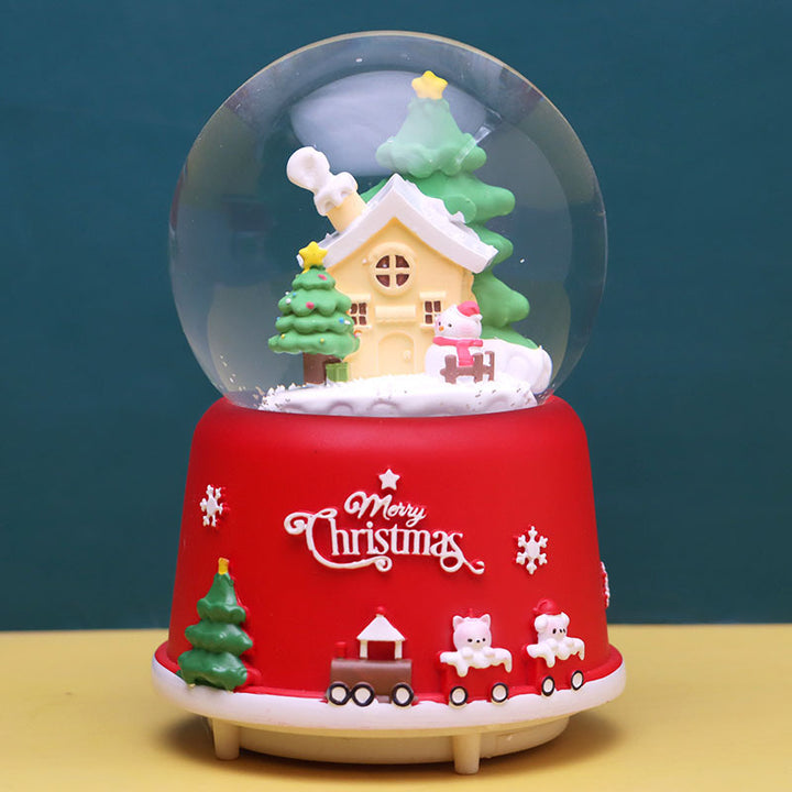 Christmas snow globe with music and light