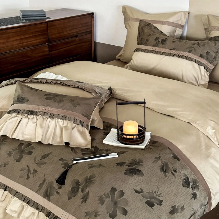 Classic cotton bedding set with floral embossing