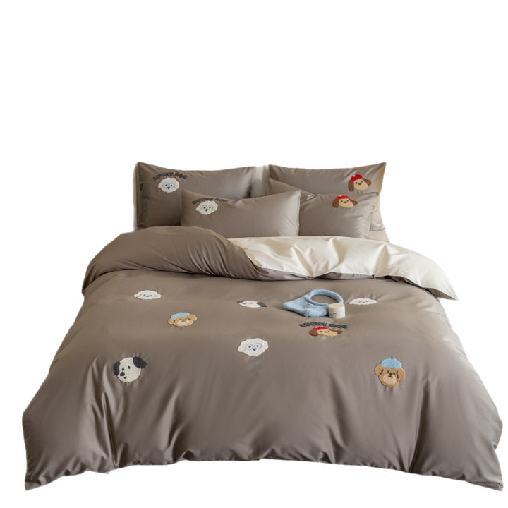 Kids bedding set, cotton, cartoon embroidery