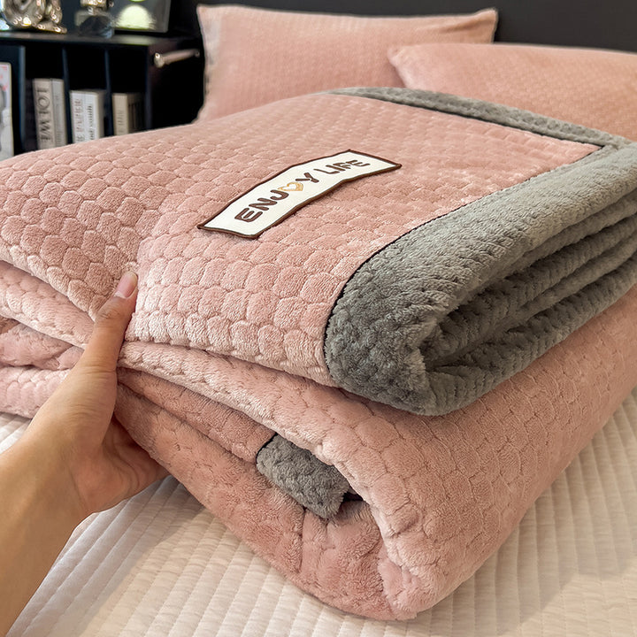 Double-sided milk fiber fleece blanket, warm and fluffy