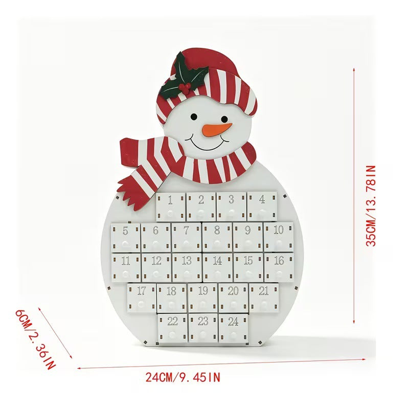 Wooden Christmas Advent Calendar with Snowman Design