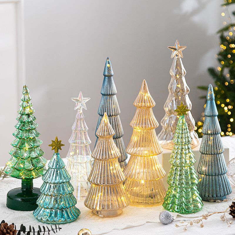 Glass Christmas tree decoration, illuminated