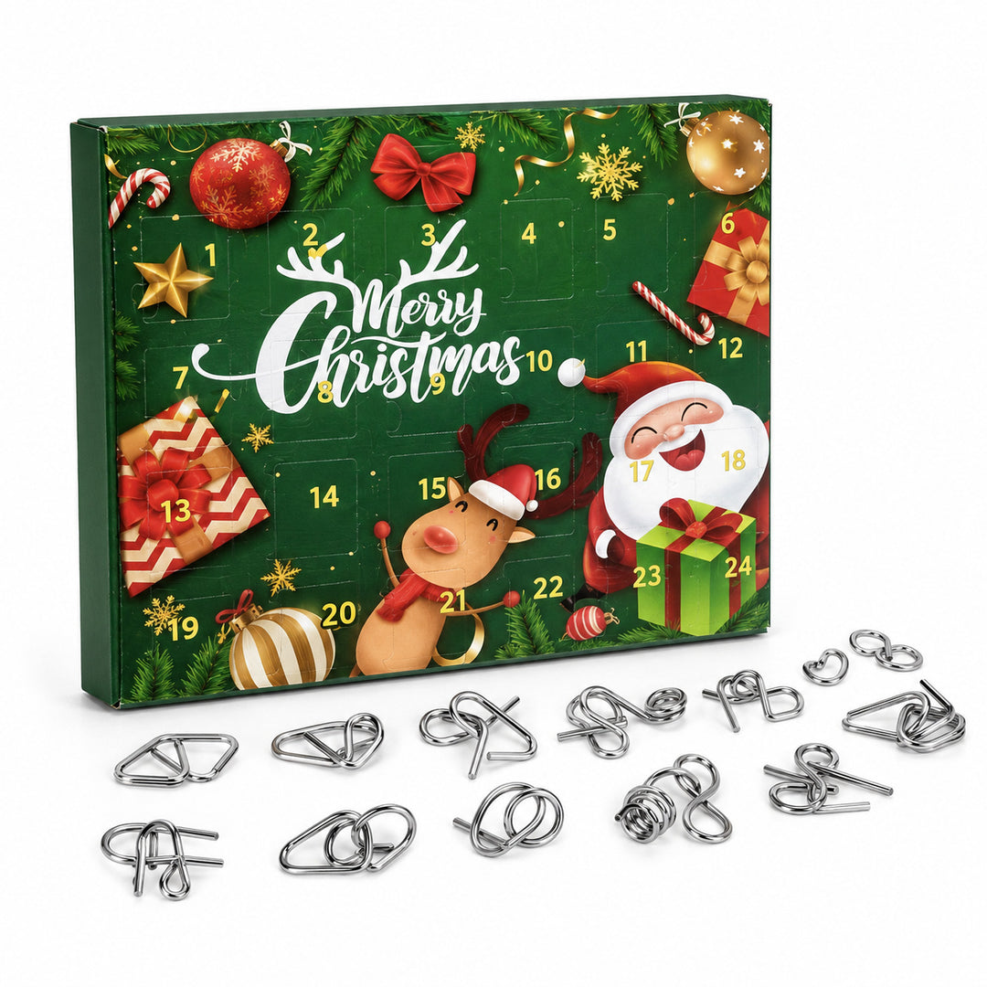 Advent calendar with 24 metal patience games