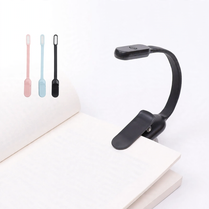 Mini LED clamp light with three brightness levels and USB charging
