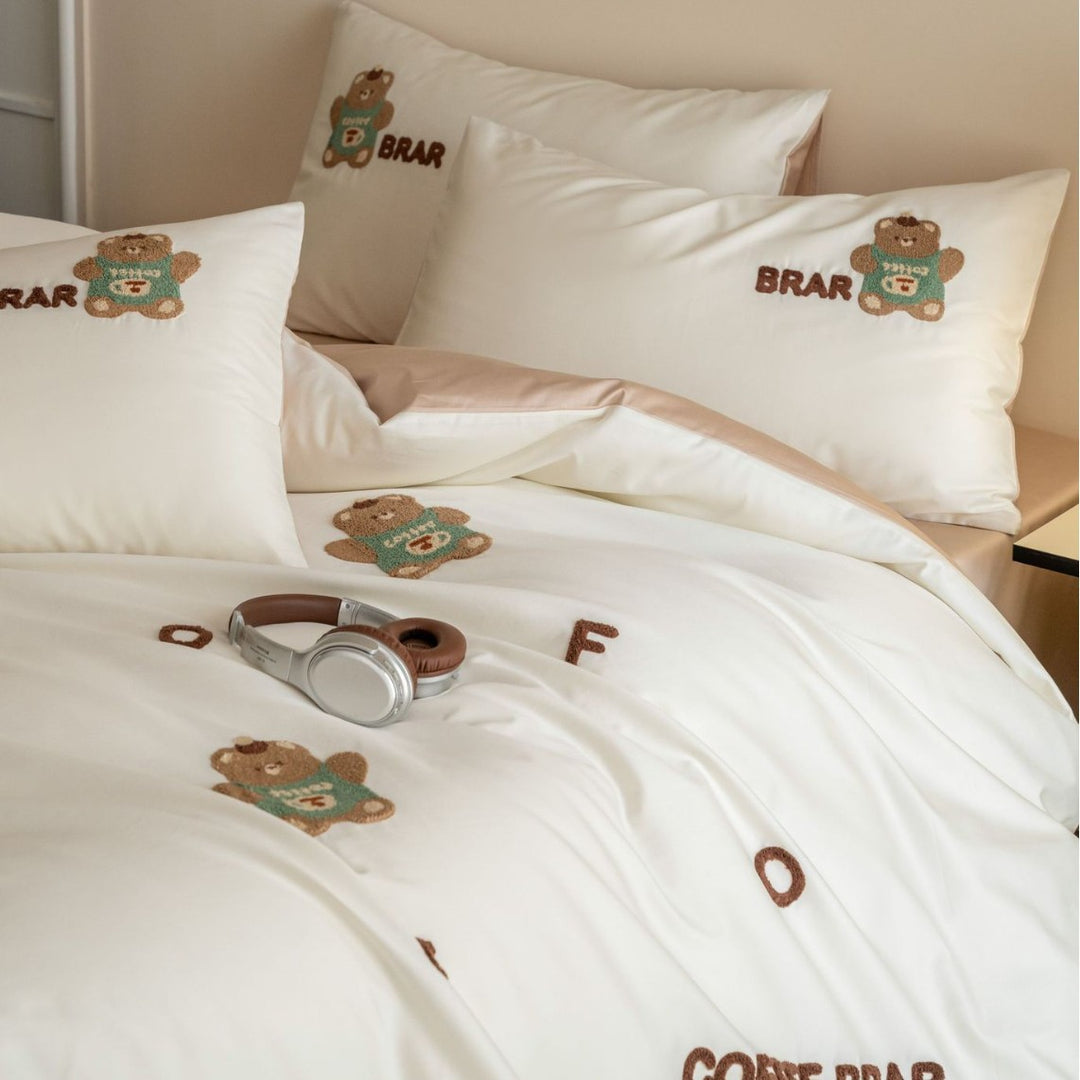 Cotton bedding set, 100 thread count, embroidered