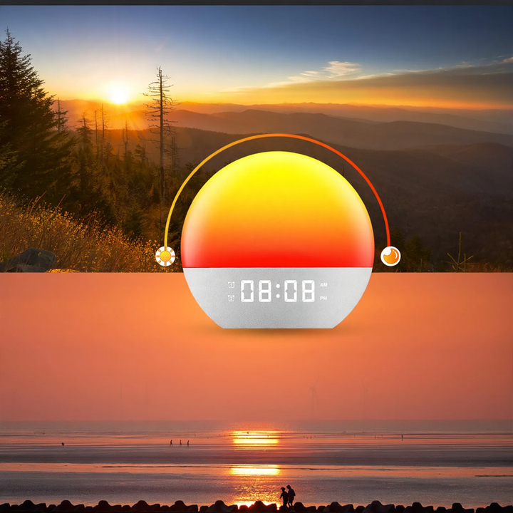 Wake light with sunrise simulation and FM radio