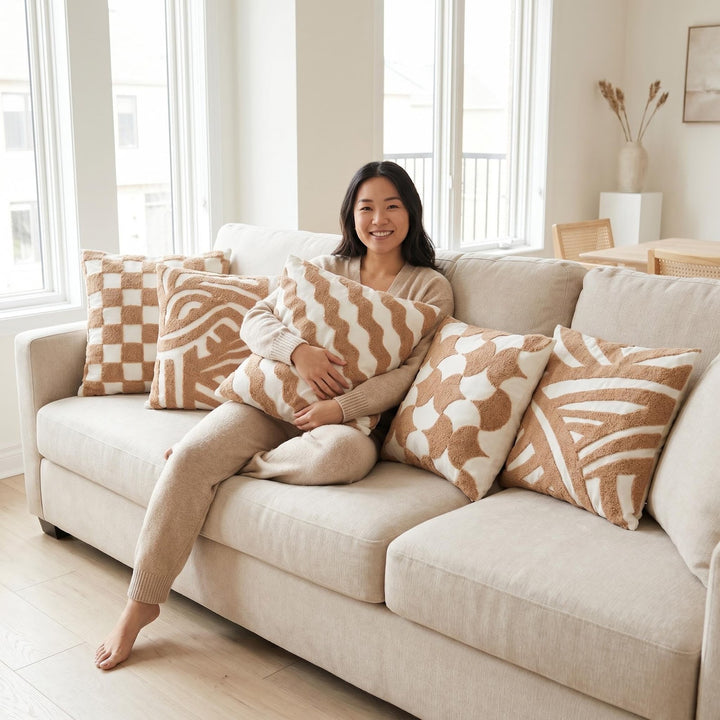 Tufted pillowcase, abstract patterns, 45×45 cm