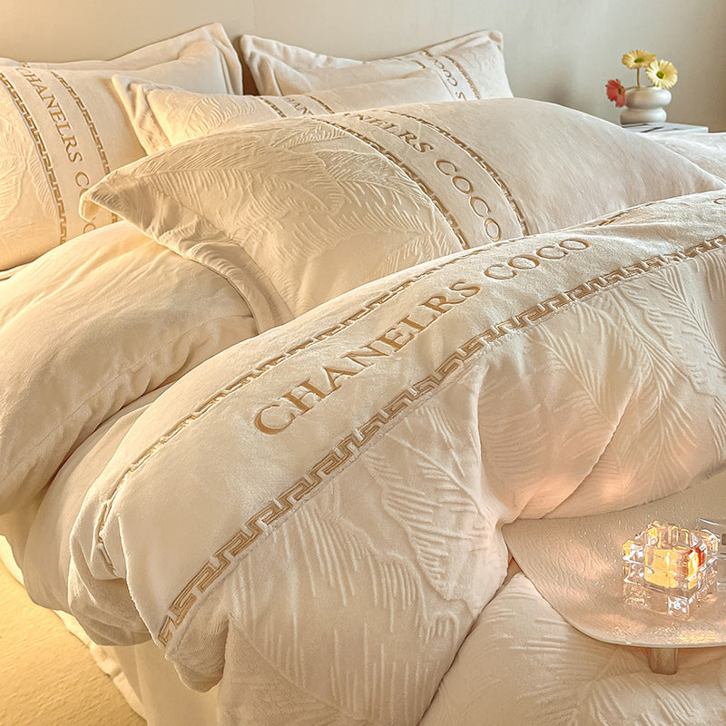 Milk fiber fleece bedding set, extra thick, winter warm