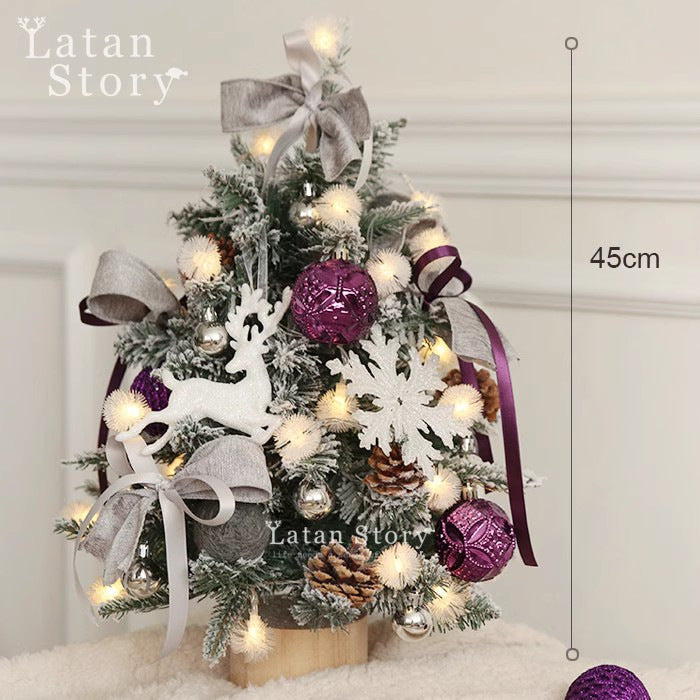 Mini Christmas tree made of PE with lighting and decoration