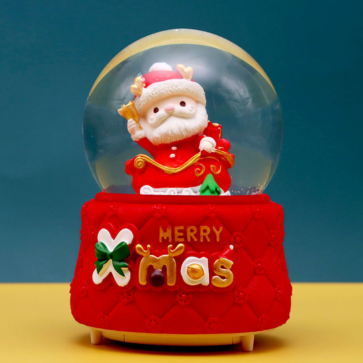 Decorative snow globe music box with light and music