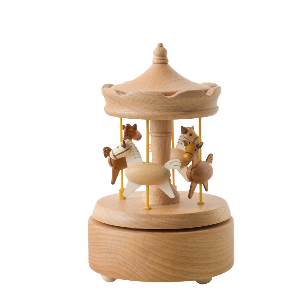 Beech wood music box, European style, 11 cm base