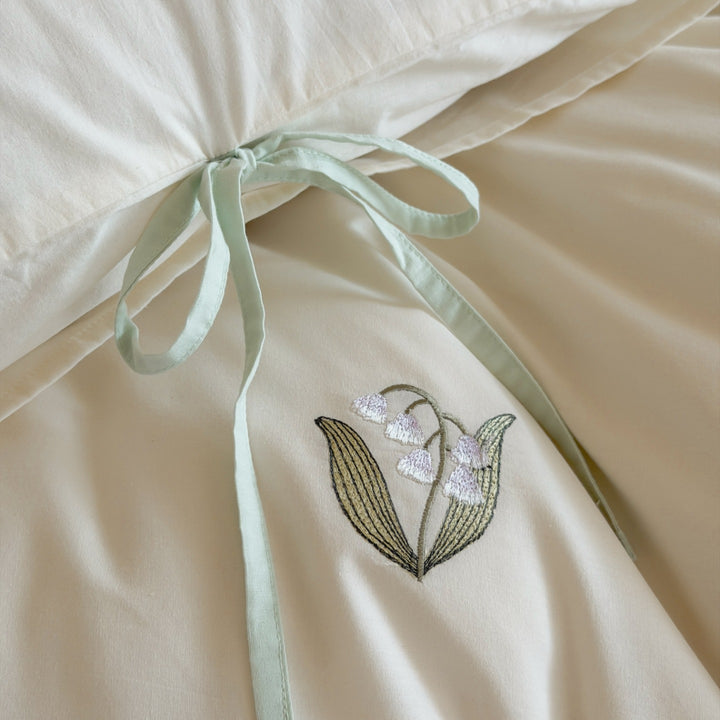 Cotton bedding set, embroidered, made from long-staple cotton